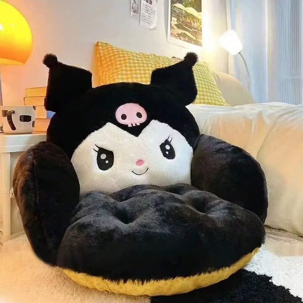 TEMU 55x45cm/21x17inch Pp Living Room, Bedroom, Study, Office Chair Cushion Kuromi My Melody Anti-slip Backrest Cushion My Melody Seat Pad Semi-enclosure Black Large Size Dorm Office Supplies