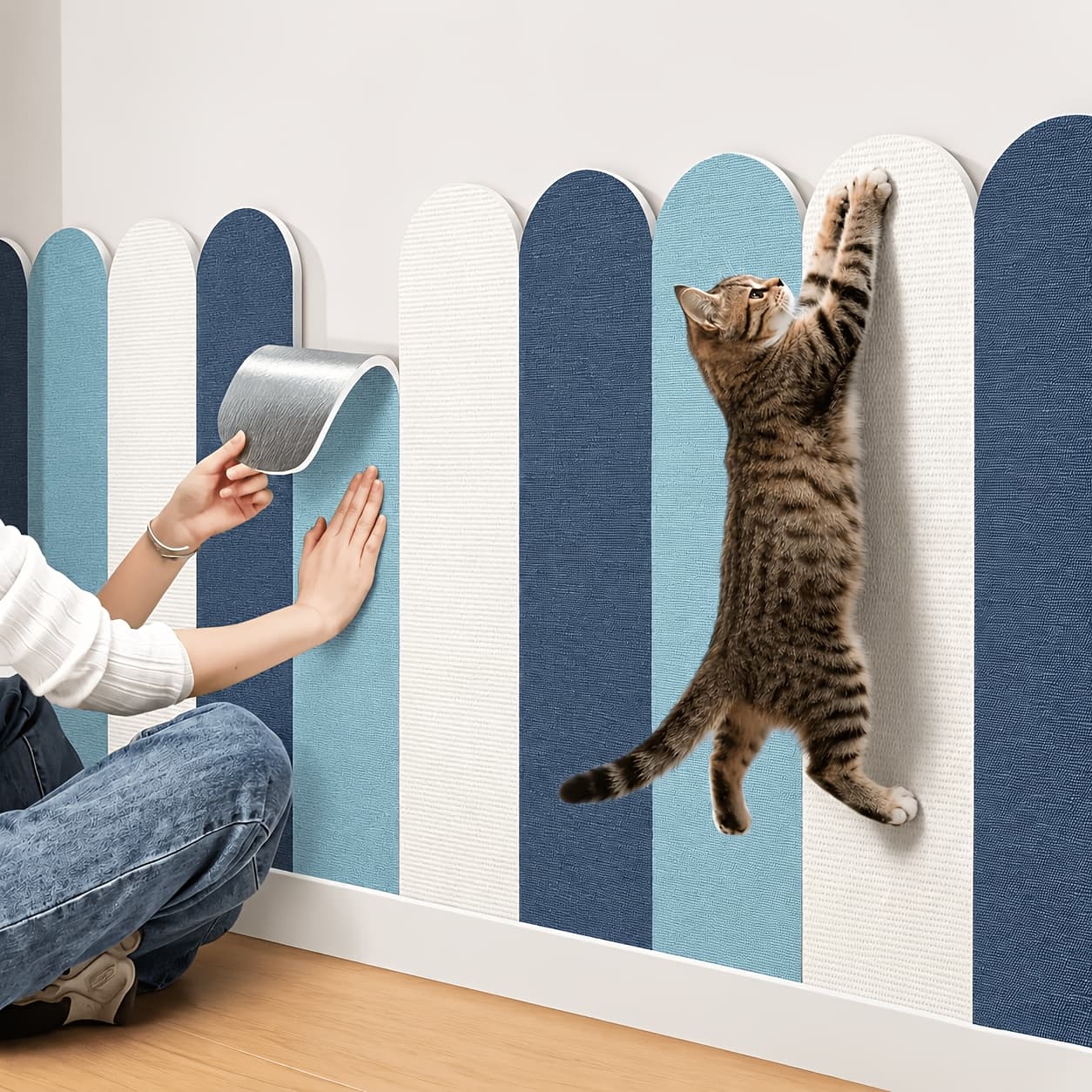 TEMU 4pcs Set Self-adhesive Anti-scratch Board, Random Colors, Combination, Scratch-proof Wall, Sofa Protector Pad, Sharp Cat Claw Protector, Durable And Shed-resistant, Essential For Pet Rooms