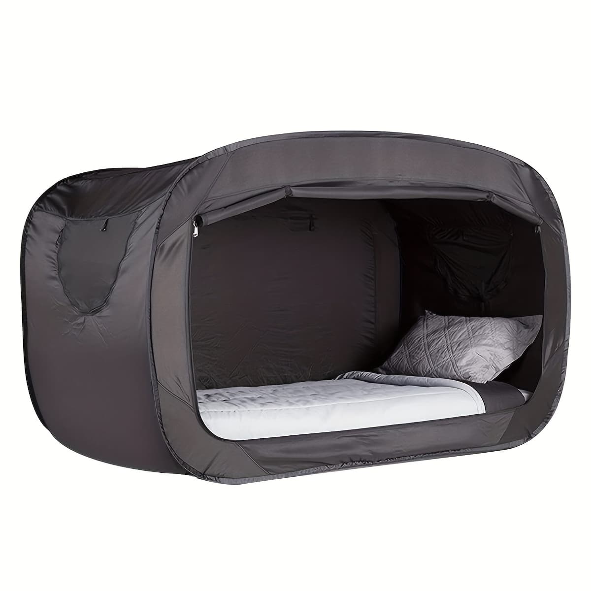 TEMU Canopy Bed Dream Privacy Sleeping Tents Indoor Pop Up Portable Frame Curtains Breathable Black Cottage (mattress Not Included) Reducing Light