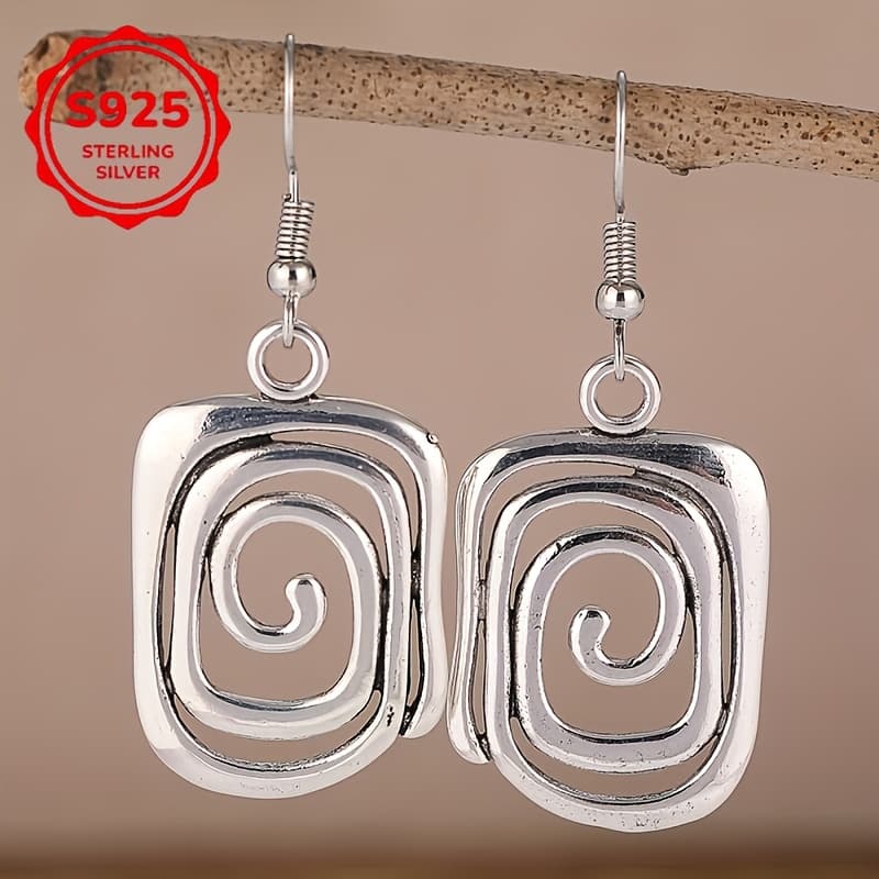 TEMU 1 Pair Exquisite Elegant Vintage Swirl Dangle Earrings - Drop & Dangle, Statement Jewelry For Parties, Special Occasions, And - Hypoallergenic, Nickel-free, And Durable