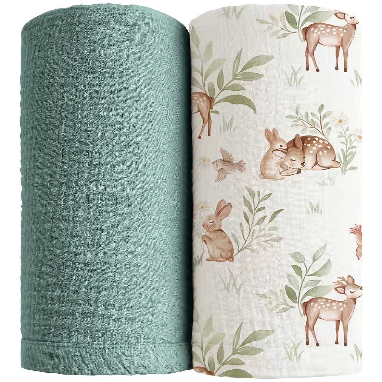 TEMU 2-pack Muslin Swaddle Blankets For Boys And Girls, Large 47 Inch Receiving Blankets, Soft Breathable Baby For Newborns (unisex)