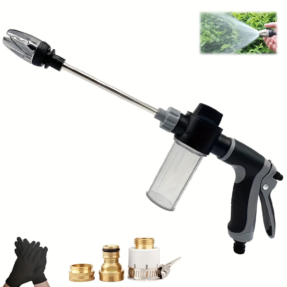 TEMU High-pressure Water Jet, Car Wash Water High-pressure Cleaner With Detergent Bottle, Portable Multifunctional Pressure Cleaning Washer With Hose For Garden, Without Battery
