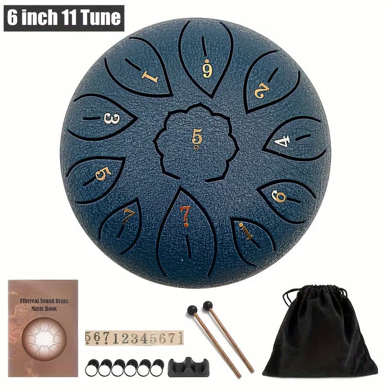 TEMU 6 Inch Steel Tongue Drum With Handbag Drumsticks 11 Notes Percussion Musical Instrument Yoga Meditation Sound Large Ethereal Drum