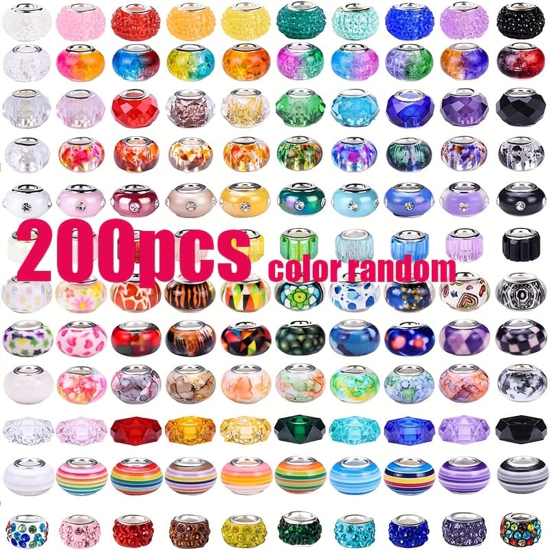 TEMU 200pcs Random Color Mixed Color Beads Suit For Jewelry Making-including And Lampshade Spacer Beads For Diy Bracelets, Necklaces And Earrings
