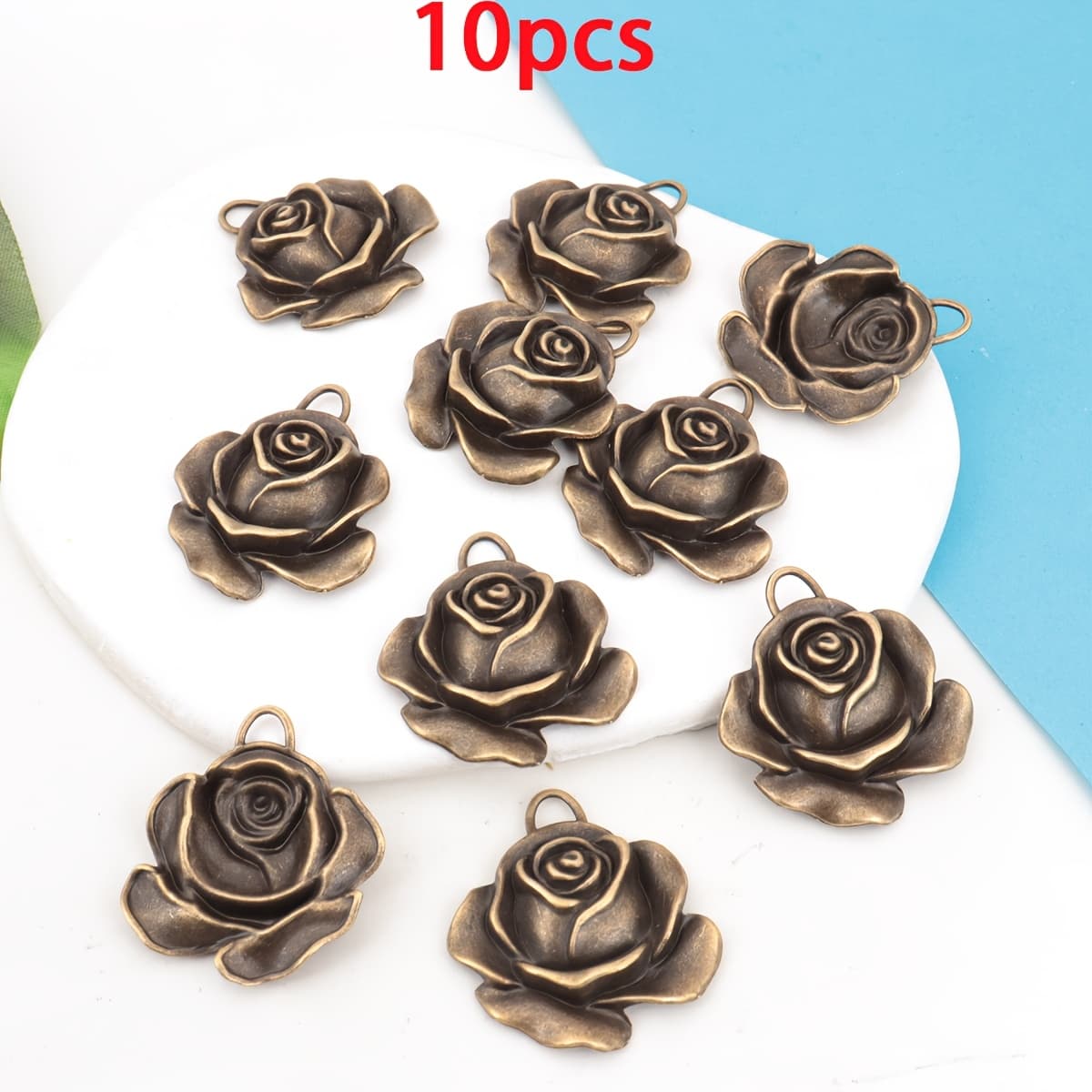 TEMU 10pcs Pendant, Alloy Antique Silvery/bronze Plated, 3.1x3.6cm, Making Pendant For Necklaces, Earrings, Valentine's Day Gift Decoration, Suitable For Jewelry Crafting