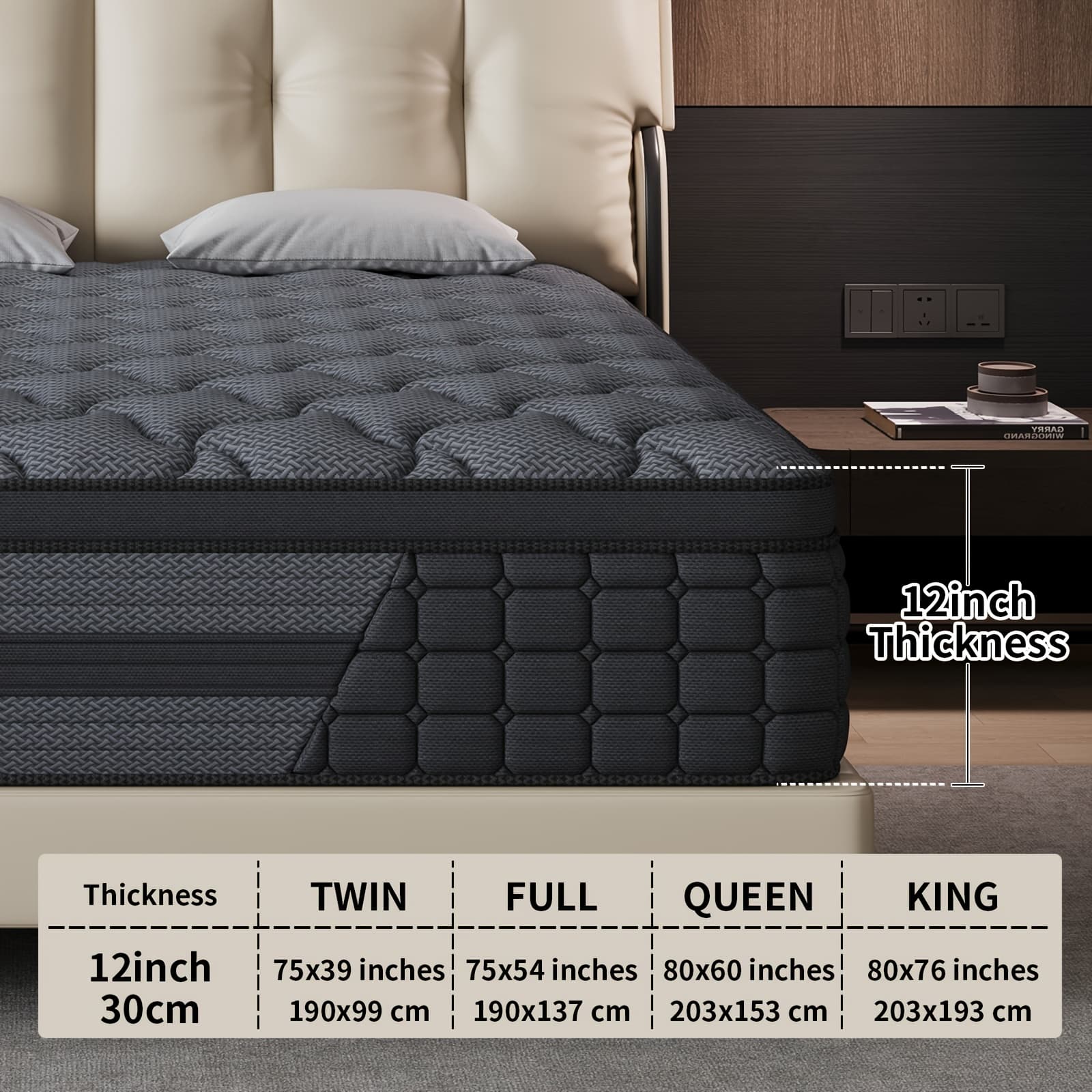TEMU Luxury Mattress 8" 10" 12" 14" Twin Full Queen King Size Gel Memory Foam Hydird Mattress In A Firm
