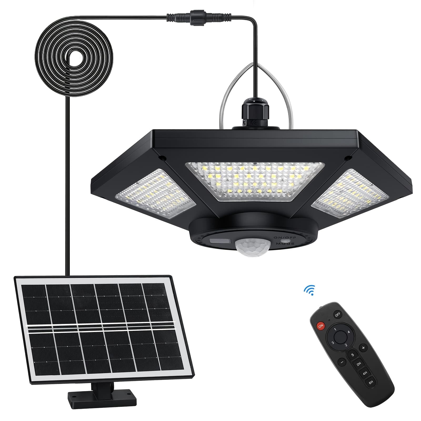 TEMU Solar , Solar Pendant Light Indoor Outdoor, 180 Led 1000lm 360° Lighting Solar Indoor Lights Motion Sensor With Remote Control For Shed Barn Gazebo Garage Home