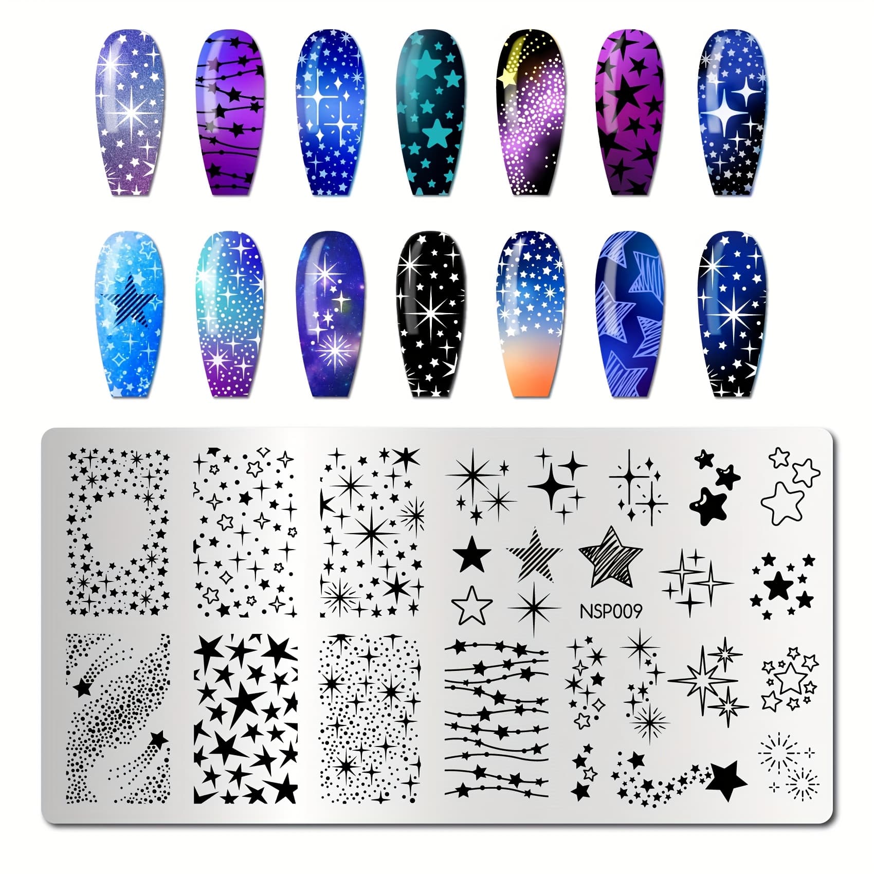 TEMU For Nail Stamping Plates Featuring , Designed For Galaxy-themed For Nail Art. Stainless Steel Templates Are Perfect For Stunning Manicure Designs In Salons