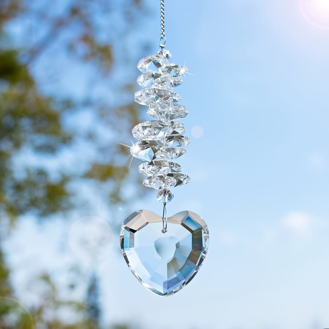 TEMU 1pc Crystal Pendant Heart Prism Ball Living Room Garden Decor Catcher Hanging Ornament