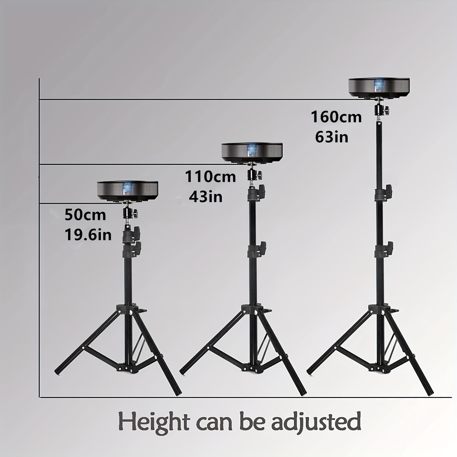 TEMU Projector Floor Stand, Portable Tripod Mount - Folding Stand For Projector, Camera, Webcam (19.6" To 63") - Supports Up To 3lbs (1.5kgs)