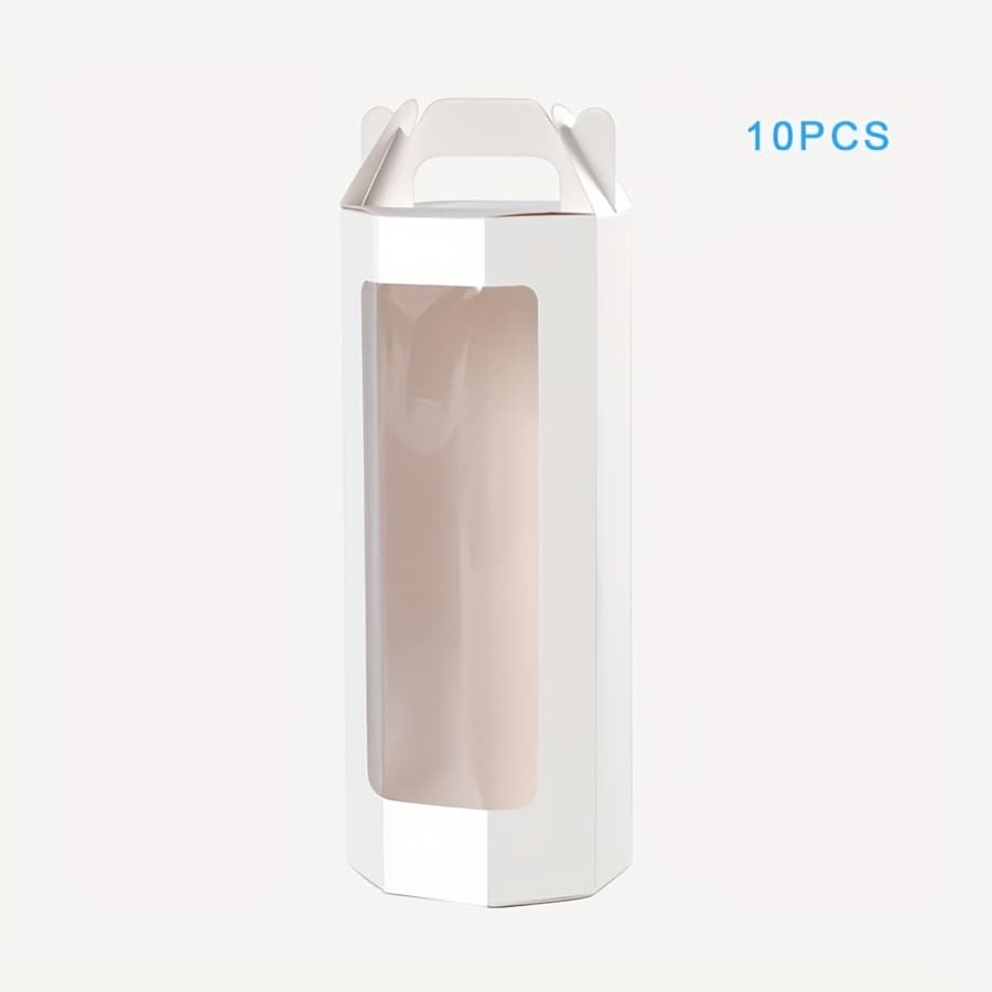 TEMU 10 Transparent Octagonal Hand-held Gift Boxes With Windows, Suitable For Packaging Flowers, Dolls, Figurines, And Small Gifts In Pink And White