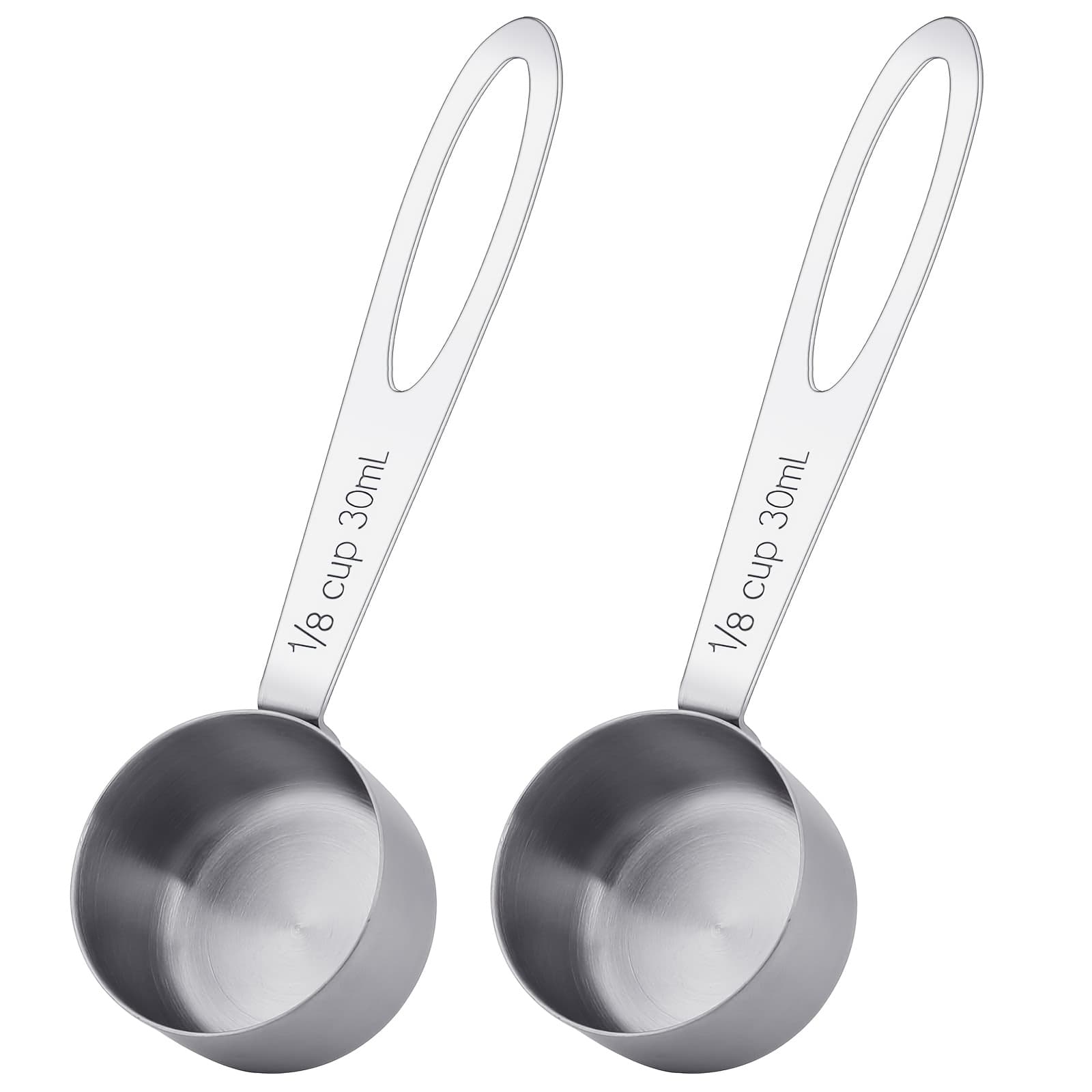 TEMU Set Of 2: 1/8 Cup Measuring Cup, 30ml Coffee Spoon, Stainless Steel Measuring Cup, Tea Can Measuring Spoon, Long Handle Cooking Measuring Spoon (30ml)