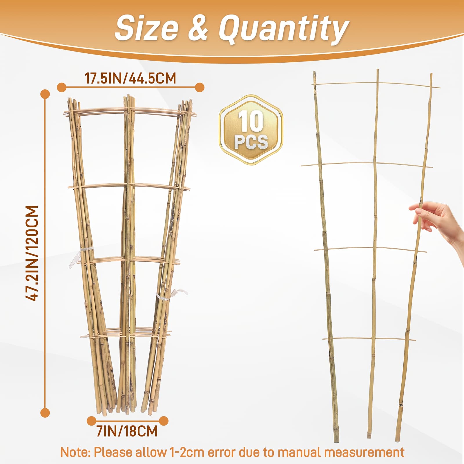 TEMU 10pcs 4/3/2ft Bamboo Trellis For Climbing Plants, Garden Ladder Trellis For Potted Plants Indoor And Outdoor, Fan-shaped Small Plant Support Trellis For Houseplants Ivy Vine Monstera