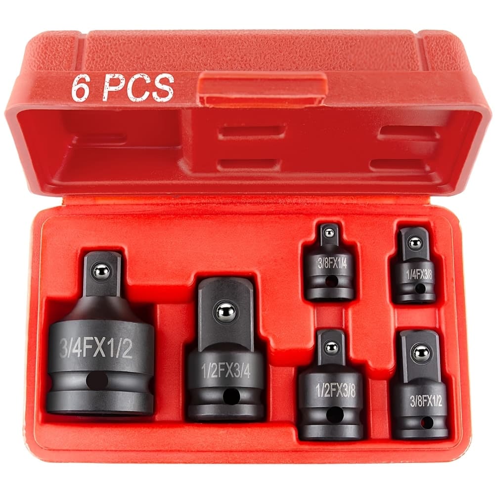 TEMU 6pcs Socket Adapter Set, High Carbon Steel, Suitable For 3/4", 1/2", 3/8", 1/4" Adapters With Adjustable Function