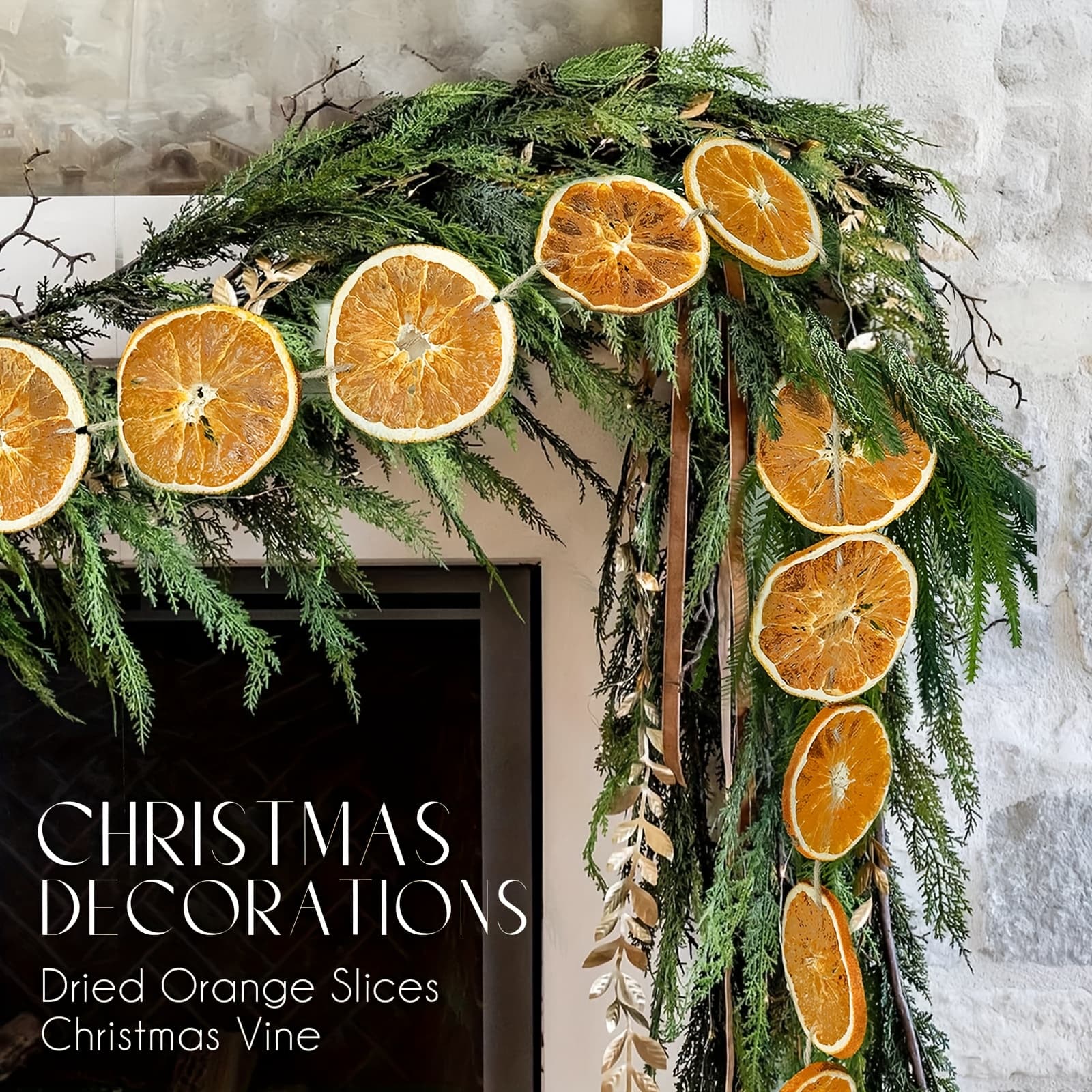 TEMU 32pcs Dried Orange Christmas Garland - Christmas Decorations - Realistic Farmhouse Christmas Decor For Mantle Front Door Fireplace Christmas Indoor