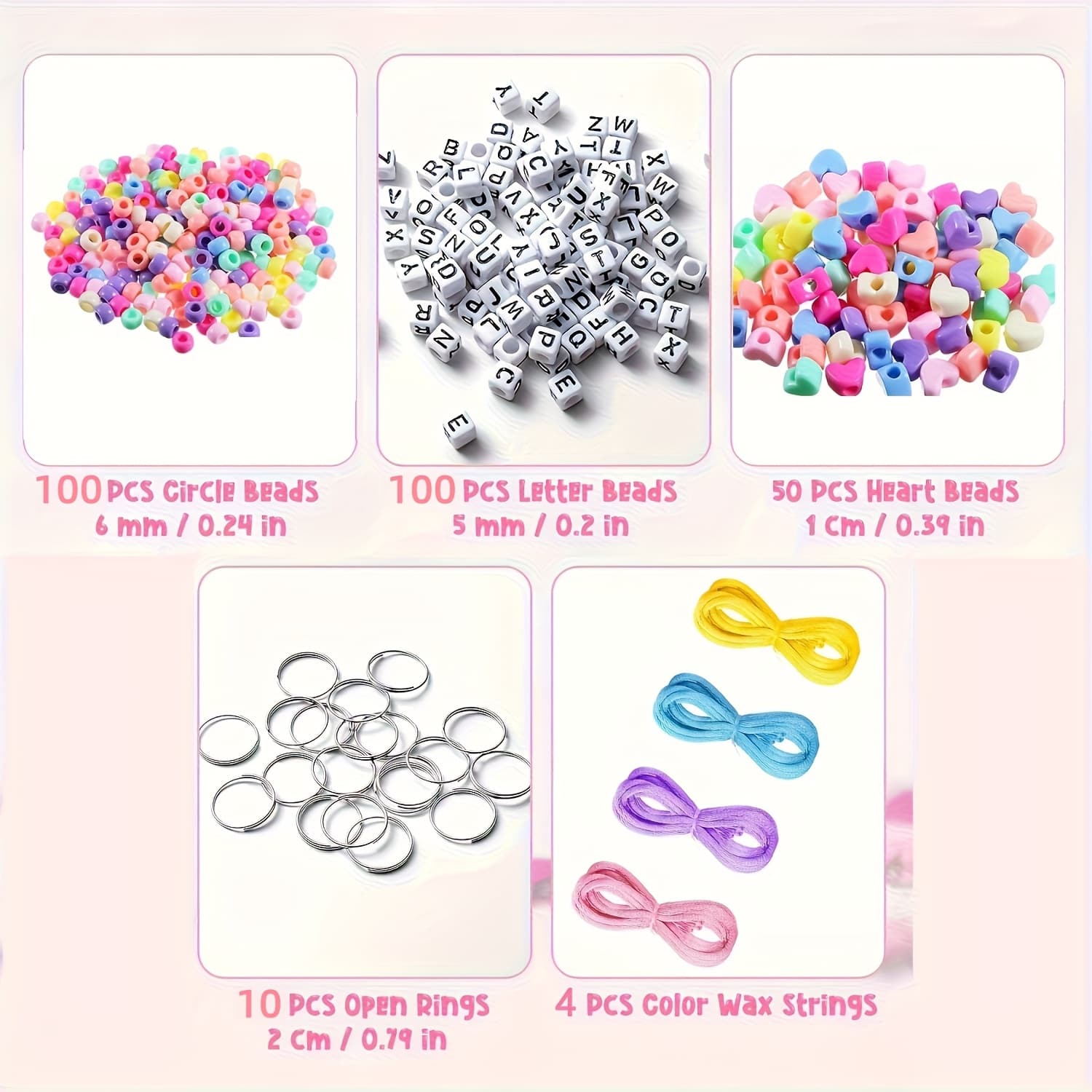TEMU 264pcs Diy Keychain Making Kit, Alphabet Heart Transparent Large Hole Bead Keychain Material Set, Birthday Party Gift