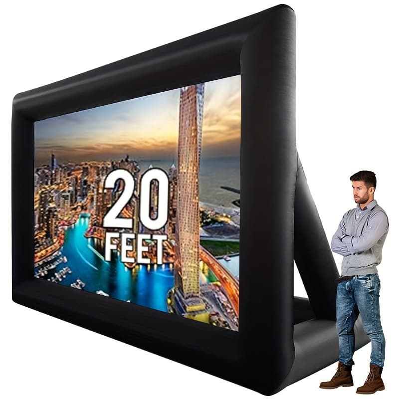 TEMU 20ft Inflatable Outdoor Projector Screen With Blower Carrying Bag Portable Easy Setup Front Rear Projection For