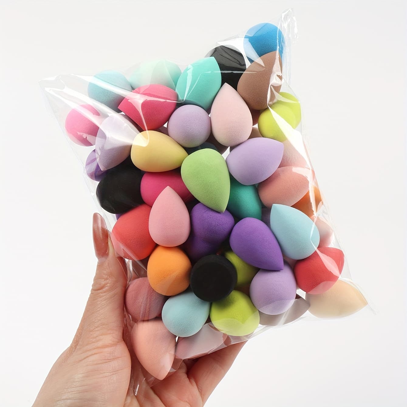 TEMU (0.79*1.18 Inch) 60pcs Mini Makeup Sponges, Small Beauty Sponge Set For Foundation, Powder, Concealer, Highlighter, And Eye Shadow Random Colors & Packaging Bag