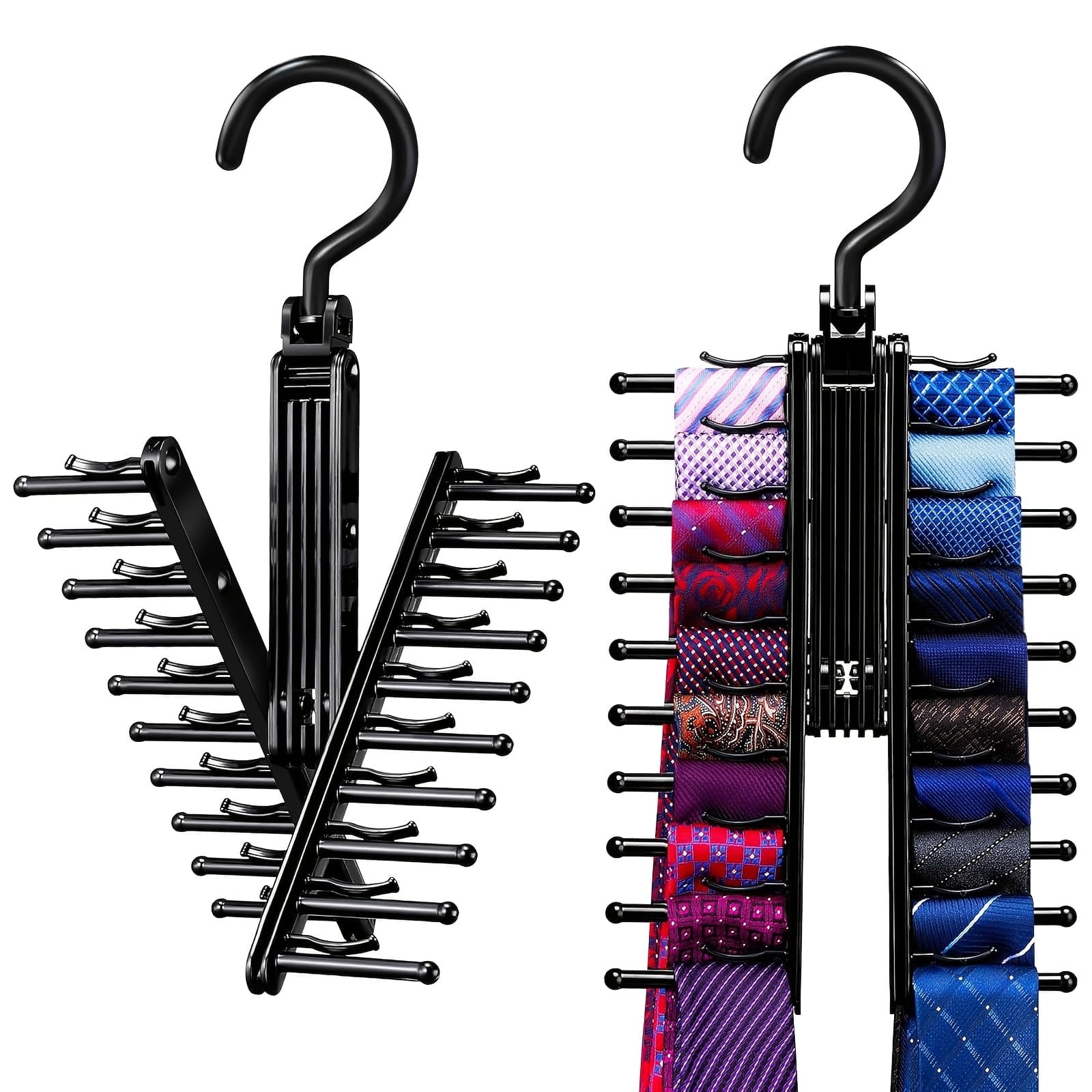 TEMU Multi-tier Ties Hanger, Non-slip Tie Organizer, Belt Rack With 20 Hooks Clips, Scarf Hanger Multifunction, Gifts For Men