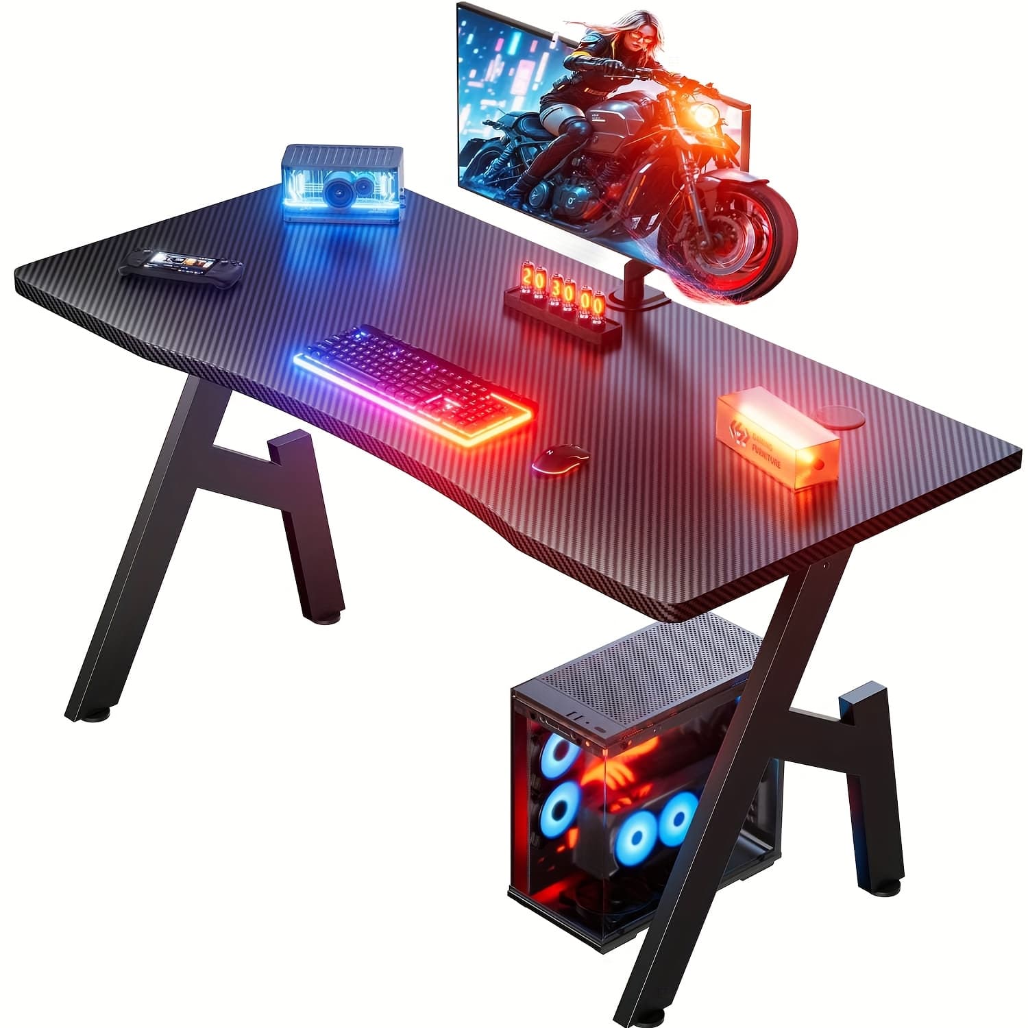 TEMU Hldirect 40-inch Gaming Desk Featuring A Carbon Fiber Surface - A Spacious A-shape Computer Desk For Gaming, Ergonomic Pc Workstation For Home And Office