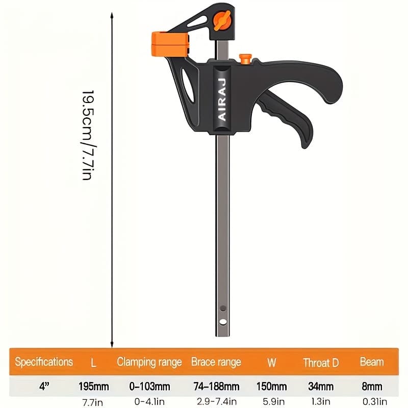 TEMU Aiarj Clamp, 10pcs Woodworking F Clamp 4inch Bar F Clamps Clip Wood Carpenter Tool Ratchet Release Squeeze Woodworking Diy Hand Tool Kit