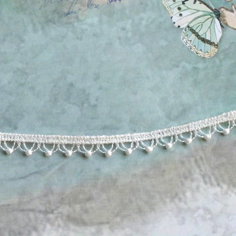TEMU 1 Yard - 6mm/0.24 Inch Delicate And Small White Embroidered Pompom Hollow Lace Trim Strips For Journal Decoration Doll Clothes