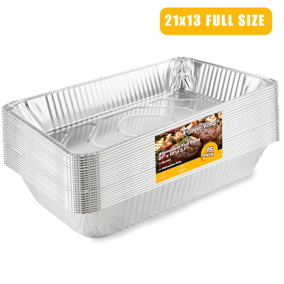 TEMU 10/15pcs Large 21x13x3 Aluminum Pans With Lids Full Size Deep Foil Disposable Durable Large Steam Table Pans For Baking Serving, Chafing Trays For , Bakeware