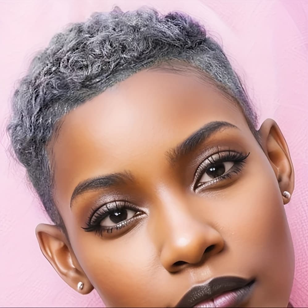TEMU Nicelatus Short Cut Afro Curly Hair With Bangs Synthetic Wigs For Women Short Hair Wigs For Halloween, Christmas Party, Music Festival
