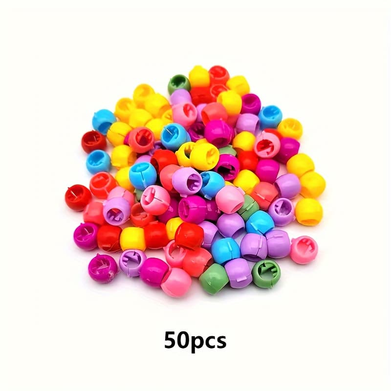 TEMU 50pcs Small Acrylic Hair Beads, Y2k Ladies Braided Hair Clips, Cute Hair Grips, Hair Accessories For