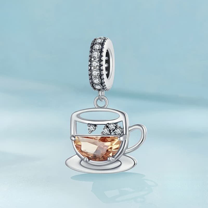 TEMU 1pc, Cute Design Diy Decoration Set With Hollow Coffee Cup, Including Packaging, Inlaid With And Glass, Suitable For Diy Bracelets, Necklaces, Daily Wear, Music Festival Gifts For , Lovers