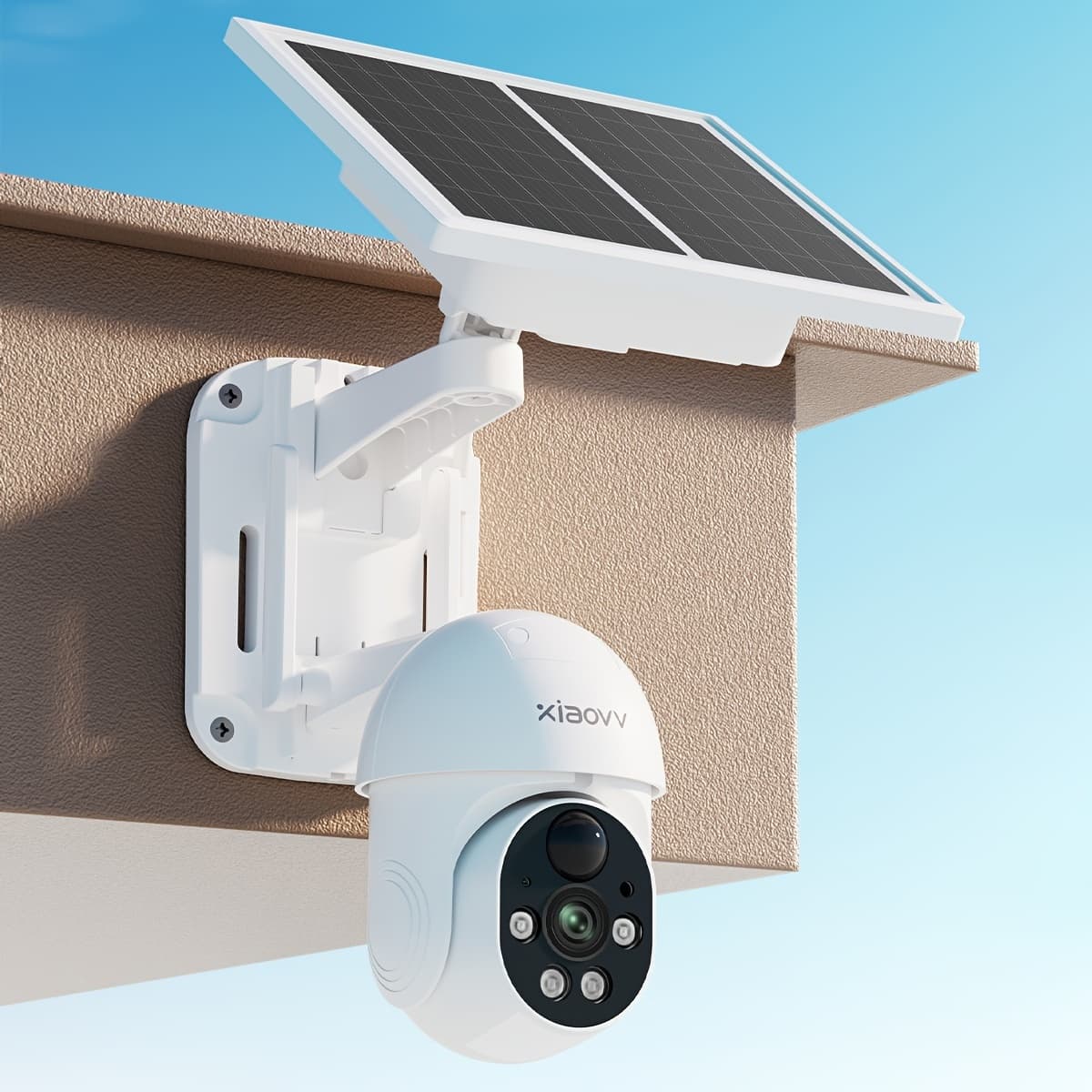 TEMU Xiaovv P6 1080p Wifi Wireless Solar Security Camera 360 Degree Ptz Battery Powered Home Surveillance Camera With Motion Detection, Color Night Vision, Audio