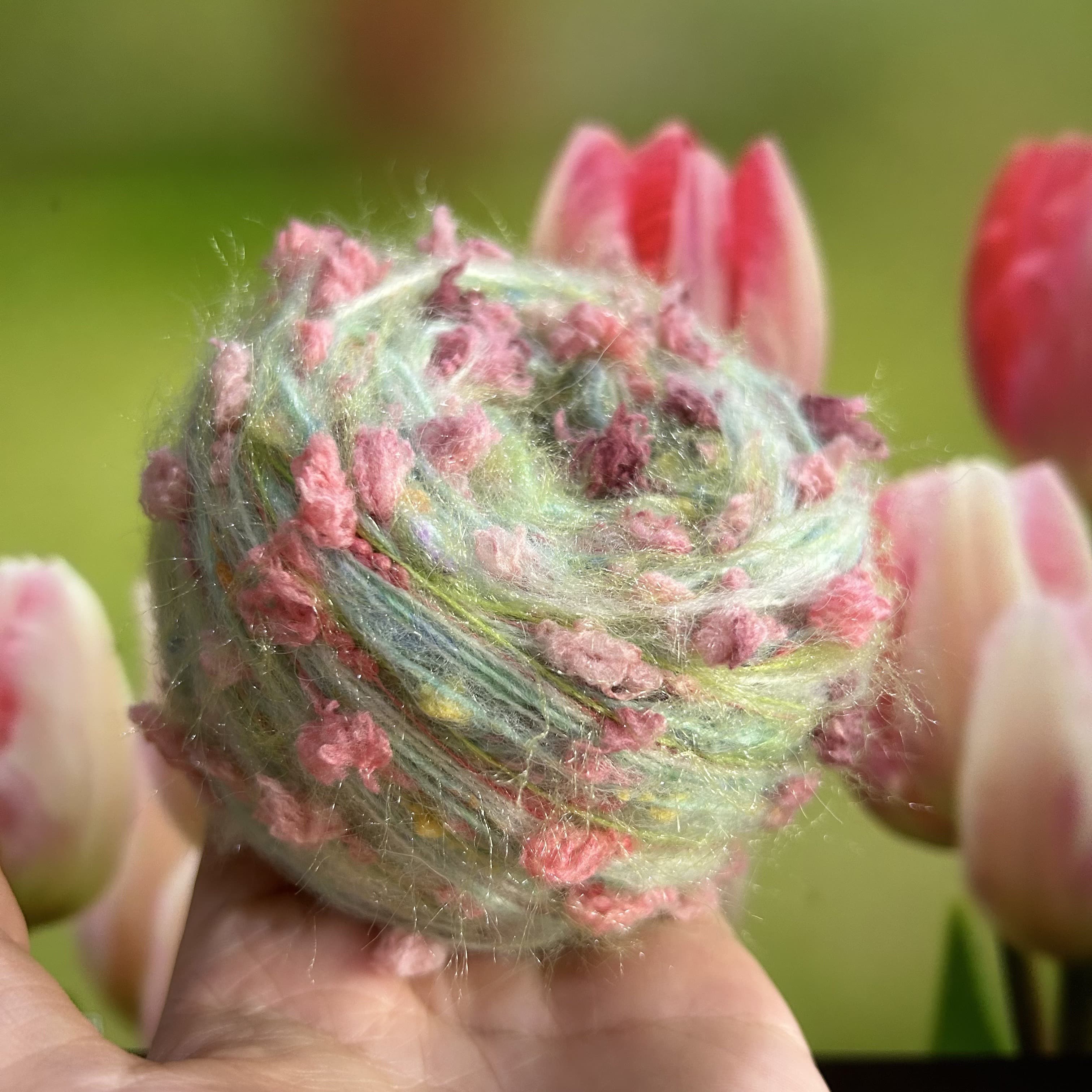 TEMU 50g Diy Special Hand- Yarn, Green/pink Series Crochet Bag Yarn, Soft Handmade Scarf Special Yarn, Fuzzy Yarn For Phone Case Decoration