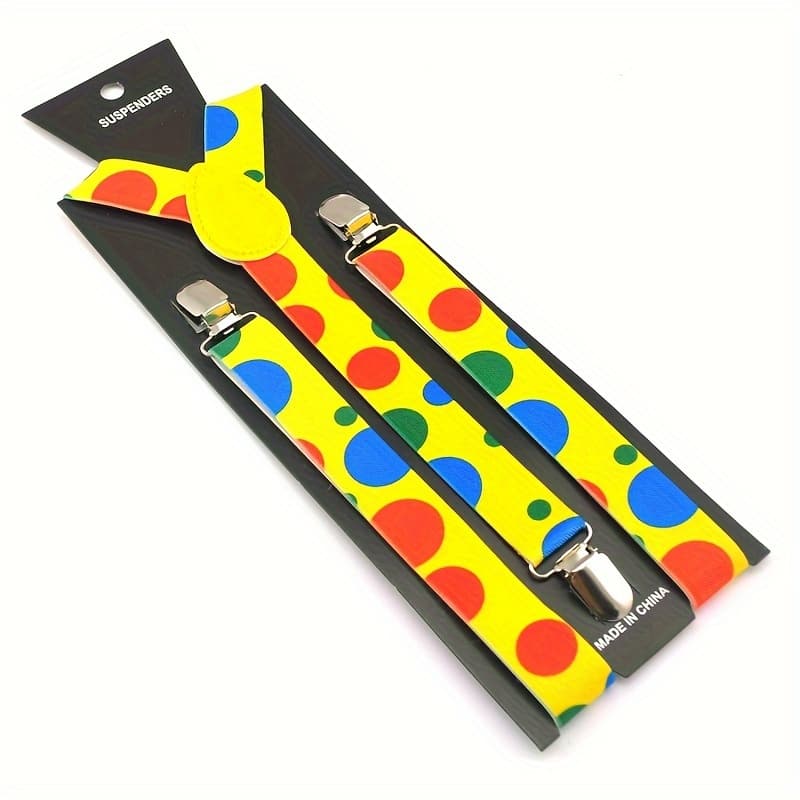 TEMU 1pc Unisex Adjustable Suspenders, 25mm Wide With Popular Clown Pattern, Shirt Support Straps, An For A Gift