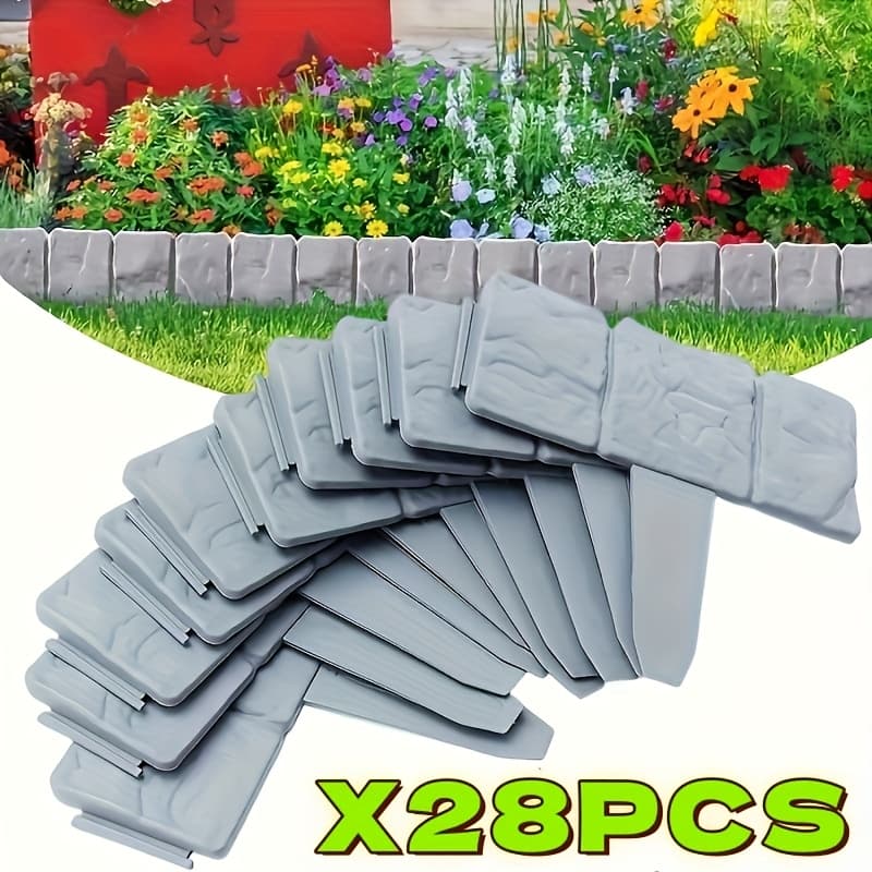 TEMU 28pcs Set Of Garden Landscape Fence, Plastic Garden Fence, Lawn Autumn Decoration, Outdoor Vegetable Garden Partition Fence Decoration