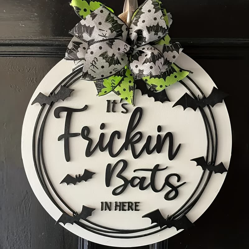 TEMU 3d Halloween Door Hanger, Bats In Here, Bat Sign, Halloween Decor, Bat Decorations, Halloween Wreath, Halloween Decorations, Halloween Door Sign Hanger