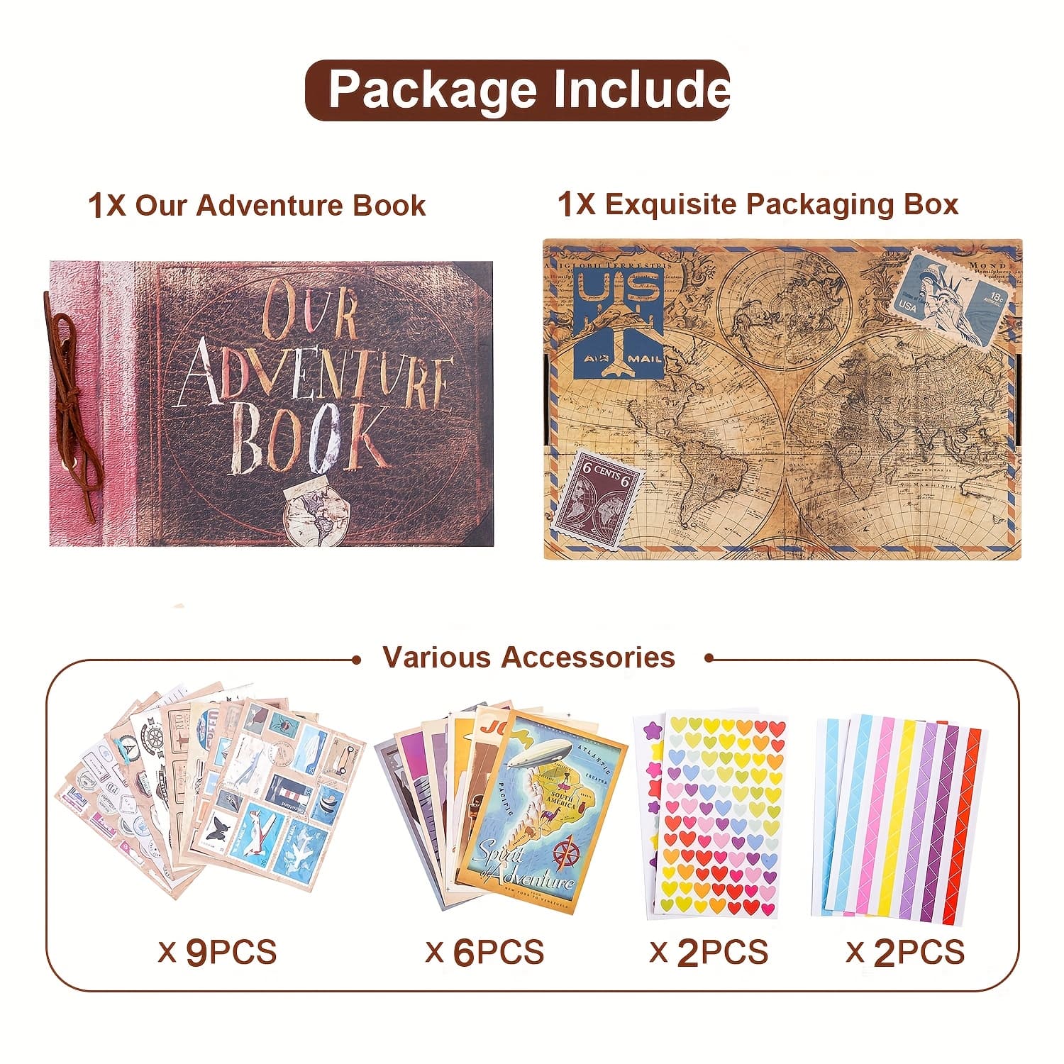 TEMU Our Adventure Book Album 11.9 X 7.6 Inch 80pages,3d Retro Embossed Letter Hard Cover ,memory Book For Couples,couples Gift Ideas,anniversary,best Friend Gift