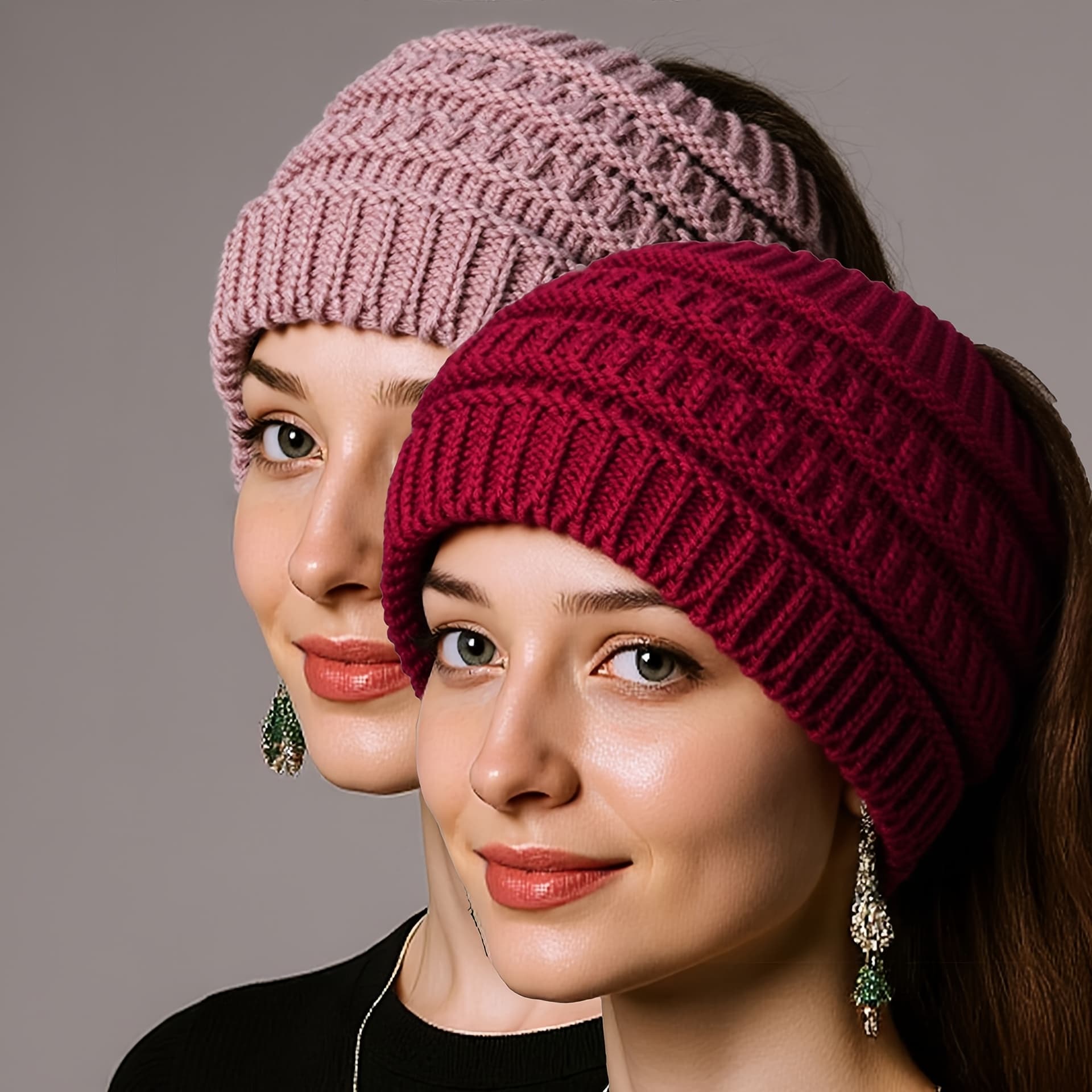 TEMU 2pcs New Solid Color Wide Headbands, 6 Color Combinations , Women's Wide Headbands For Autumn And Winter, Face Washing Head Cover With Open Top, Hat For Ponytail, Ideal Holiday Gift