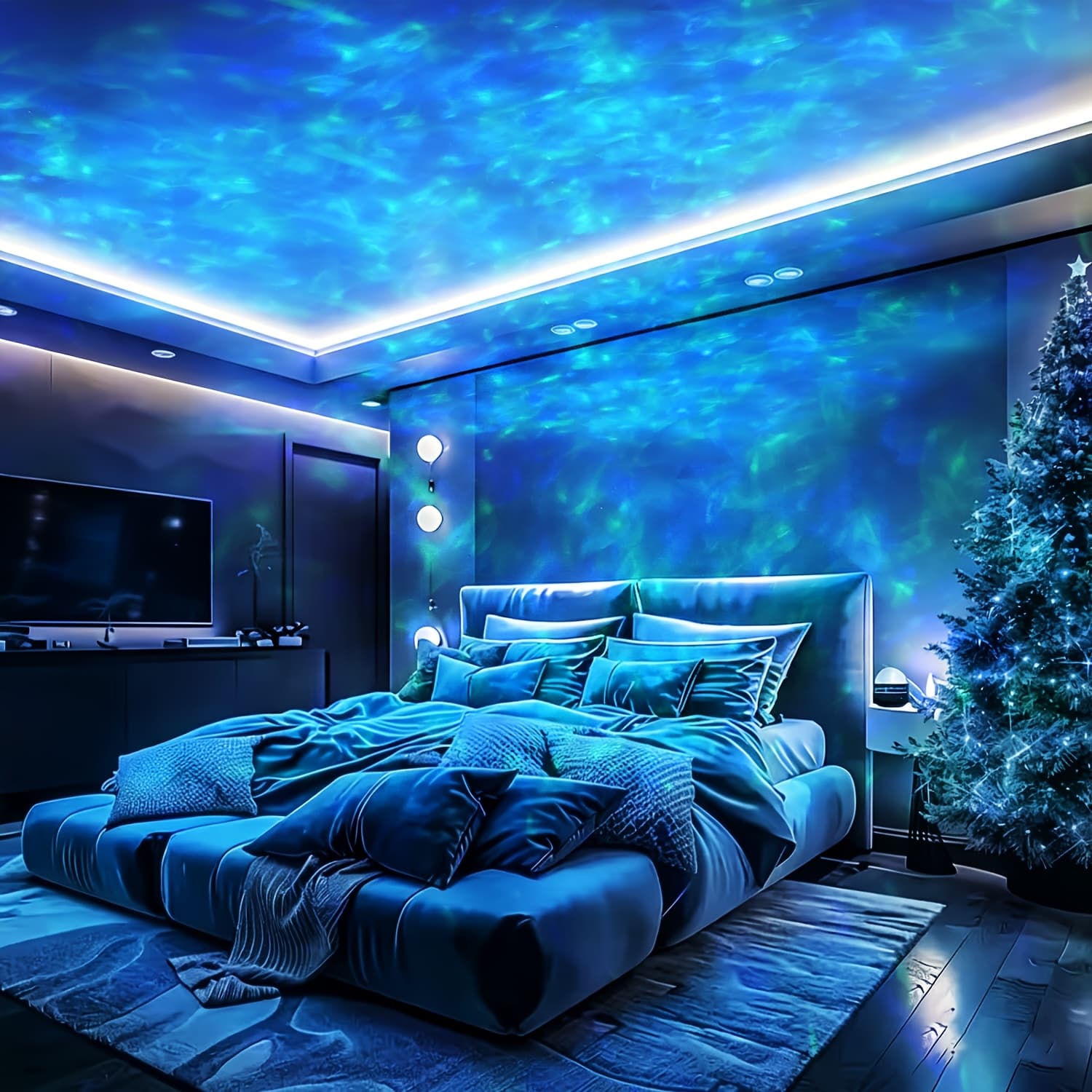TEMU Wave Light | Usb Powered, Remote Control, 7-color Changing, Battery Not Included, Suitable For Room, Party, Sleep , Bedroom, Living Room, Study, Office Desk Decoration, Christmas Gift