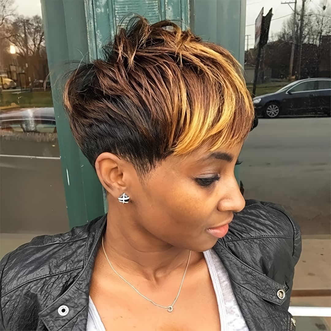 TEMU Nicelatus Short Mixed Brown Blonde Wig Short Hairstyles Short Cut Wigs With Bangs Synthetic Wigs For Women Short Hair Wigs For Halloween, Christmas Party, Music Festival