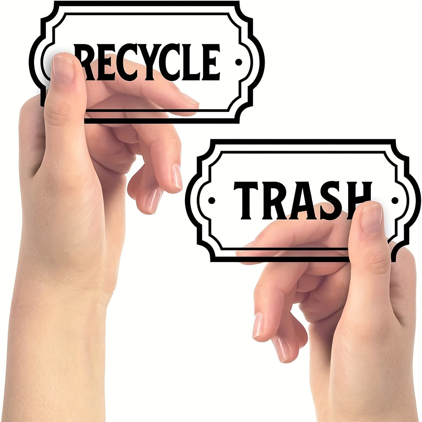 TEMU 2pcs Recycle And Trash Logo Symbol - Elegant For Trash Cans, Containers, And Walls - Laminated Vinyl Decal