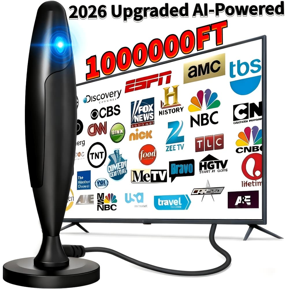 TEMU 2026 Upgraded For Smart Ai-driven Ultra-long Range Indoor Tv Antenna Compatible For Smart And Tvs, 4k/1080p Hd With Vhf/uhf Tuner, For Free Channels, For Theater, For , For Smart Antenna thumbnail 2