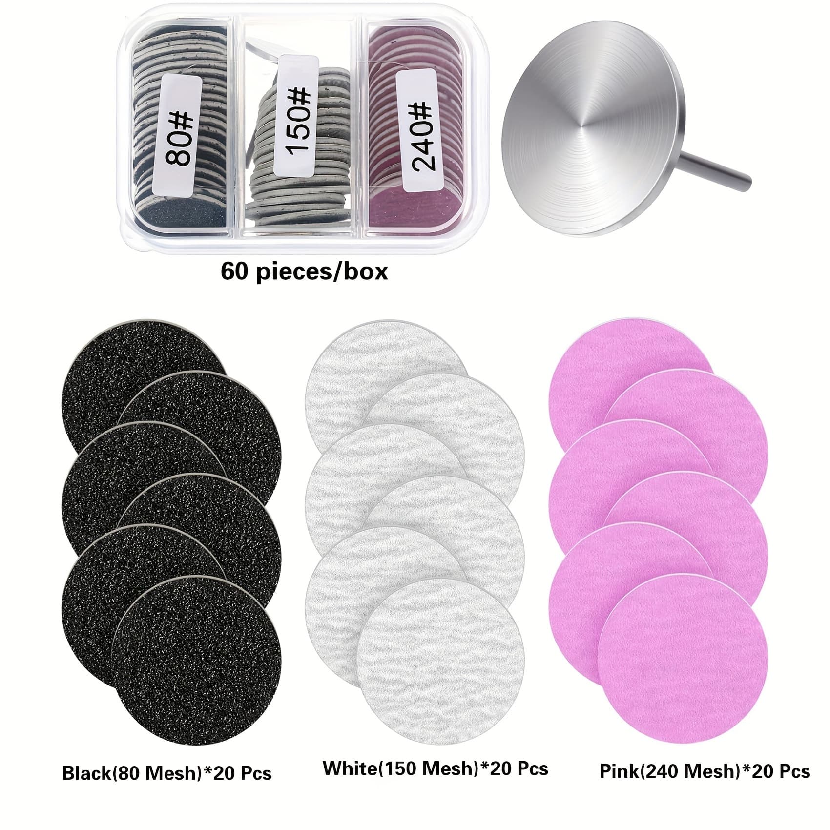 TEMU 60pcs Sanding Paper Discs With Metal Nail Drill Bit 0.98inch - Sanding Disc Nail Drill Bits Replacement For Pedicure And Manicure