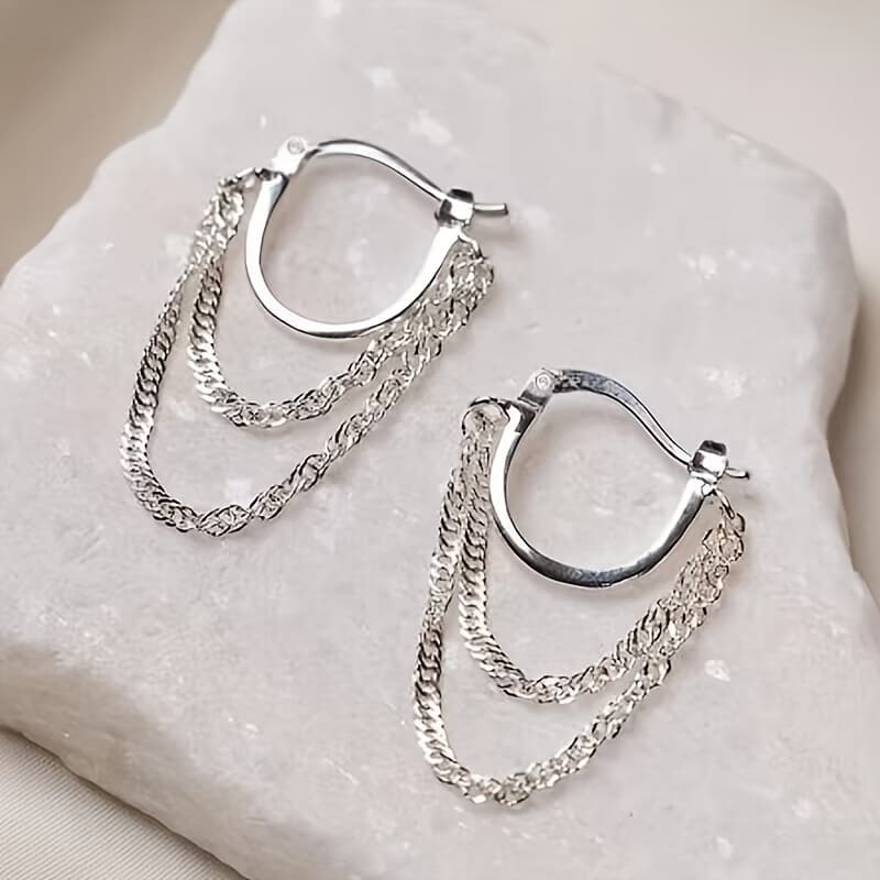 TEMU Fashionable And Sexy Long Tassel Hoop Earrings For Women, Perfect For Parties And Casual Wear, To Your Look