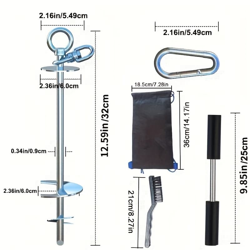 TEMU Tie Out Stake, Heavy Duty -304 Stainless Steel Stake, Dog Runner For Yard, Use Any Dog Tie Out Cable Or Yard Leash-suitable For Large Dogs Up To 200 Lbs- Ideal For Outdoor Beach