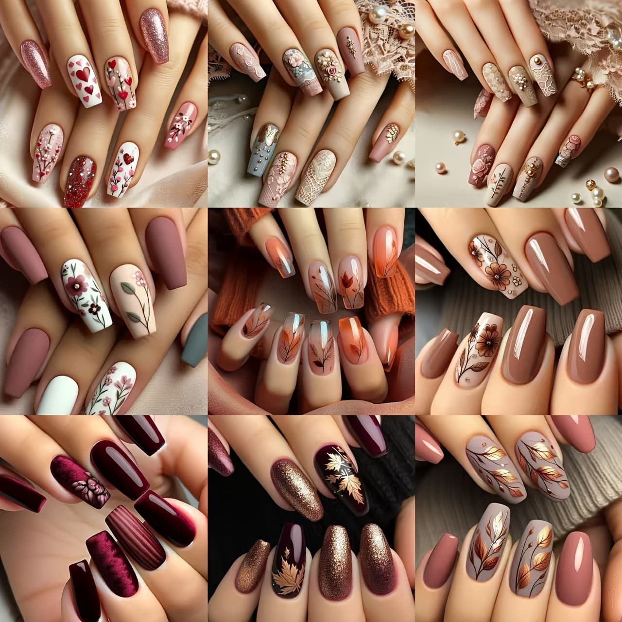 TEMU A Set Of 216pcs Ballet-style Fake Nails For , Featuring Leaves, Dried Flowers, And Heart Designs, Suitable For Women And For Everyday Wear, Comes With Free Jelly Glue And A Nail File