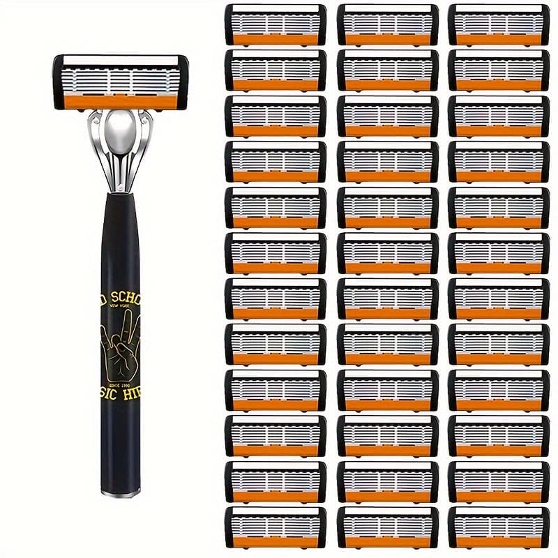 TEMU Luxury Safety Shaving Set For Men, With Anti-slip Metal Handle, Fits Facial , And Is Fully Washable - A Shaving Tool Set For Halloween And Christmas Gifts.