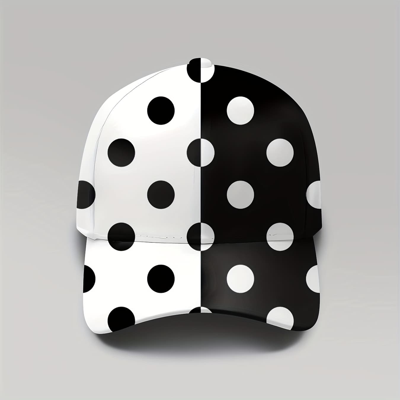 TEMU 1pc, Stylish Vintage Women's Polka Dot , Black And White, Adjustable, Breathable, Sun Shielding, Casual, Ideal For Couples