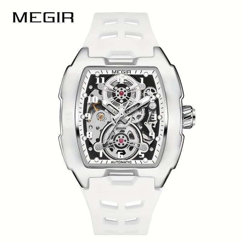 TEMU Megir Meigel Stylish Luxury Automatic Mechanical Watch With A Large Dial, Hip Hop Men's Bracelet Watch, Perfect For Christmas And Birthday Gifts, Without Battery