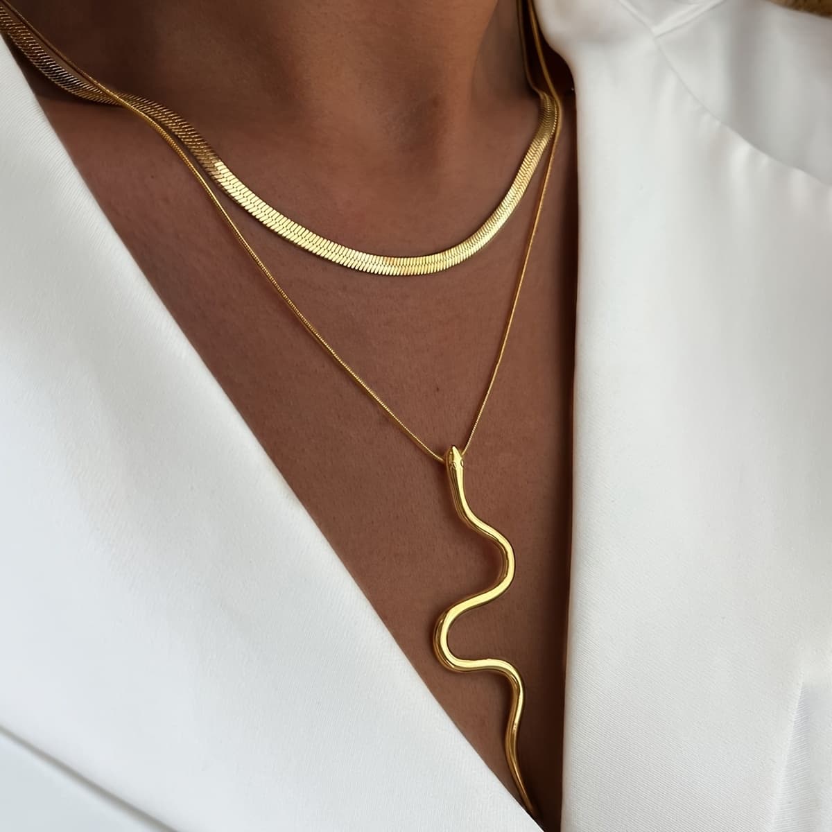 TEMU 1pc Minimalist Gothic Style Double-layer Pendant Collarbone Necklace For Girlfriend, Matches With Daily Outfits, Party Accessories