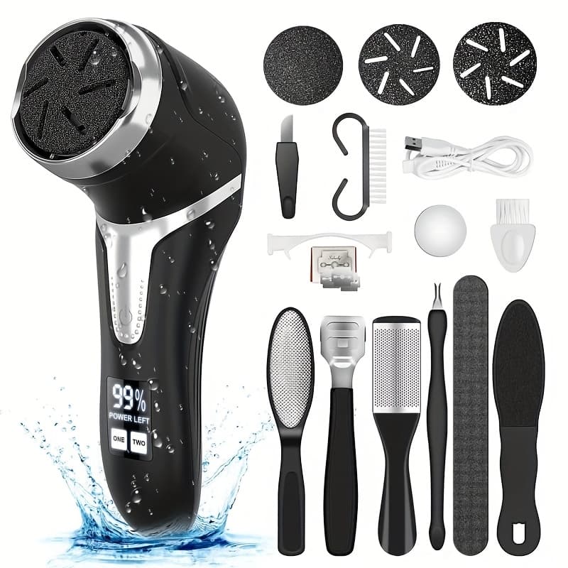 TEMU Electric , Foot Remover, Full Body Wash, Ipx7 Waterproof, Multi-speed, Lcd Digital Display, Comes With 10pcs Pedicure Set